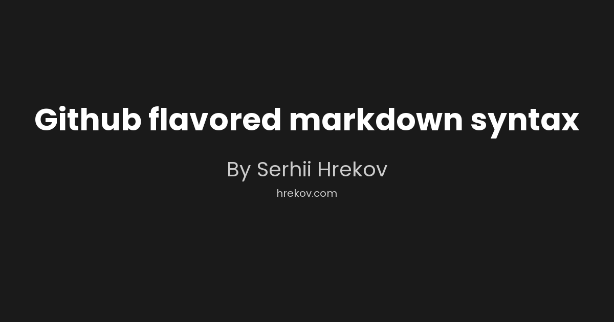 Github flavored markdown syntax