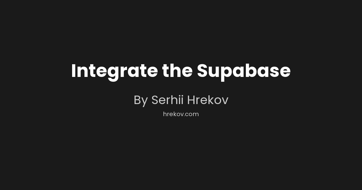 Integrate the Supabase